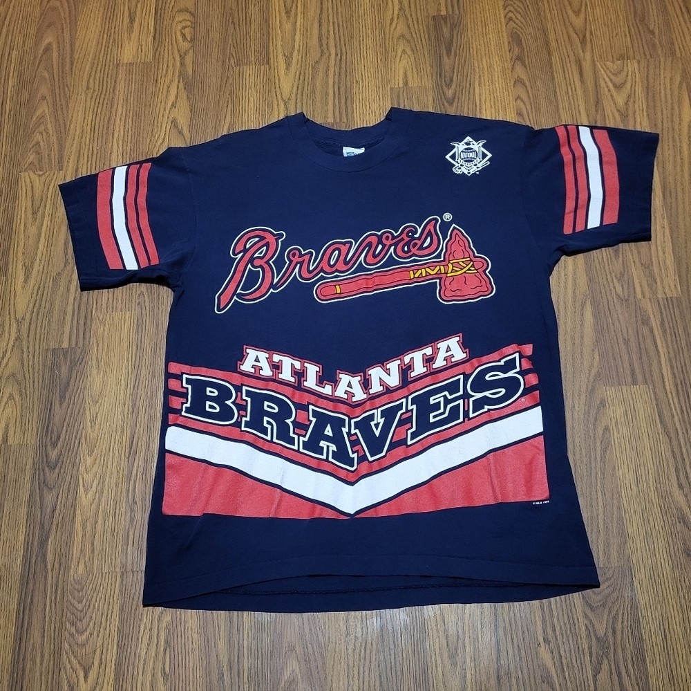 Vintage 1995 Atlanta Braves MLB T-Shirt Large Salem Sportswear USA Made Tee A99